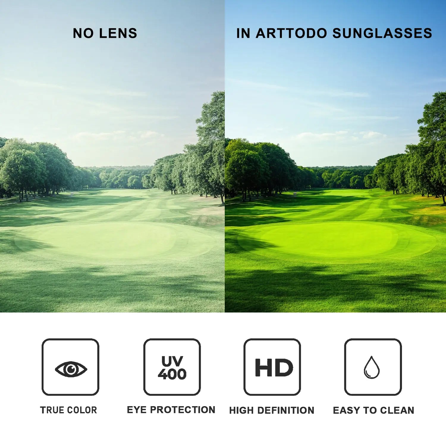 Arttodo UV Polarized Sunglasses for Men - Lightweight Golf Eyewear