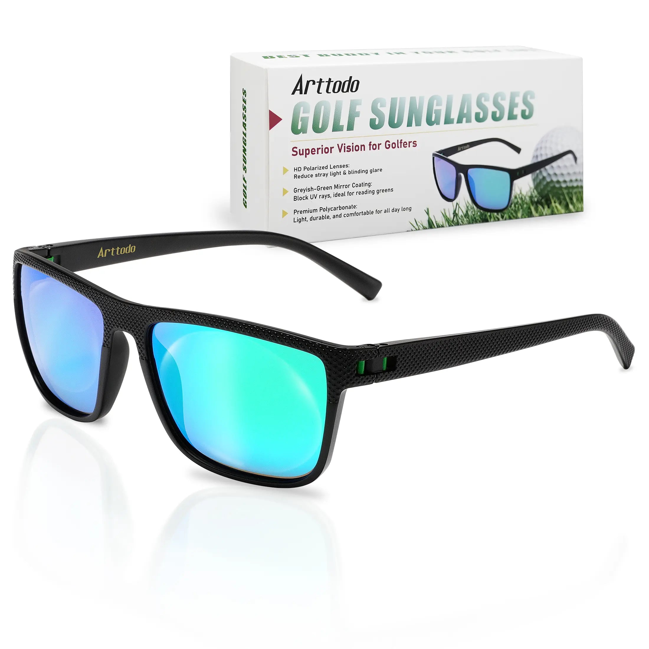 Arttodo UV Polarized Sunglasses for Men - Lightweight Golf Eyewear