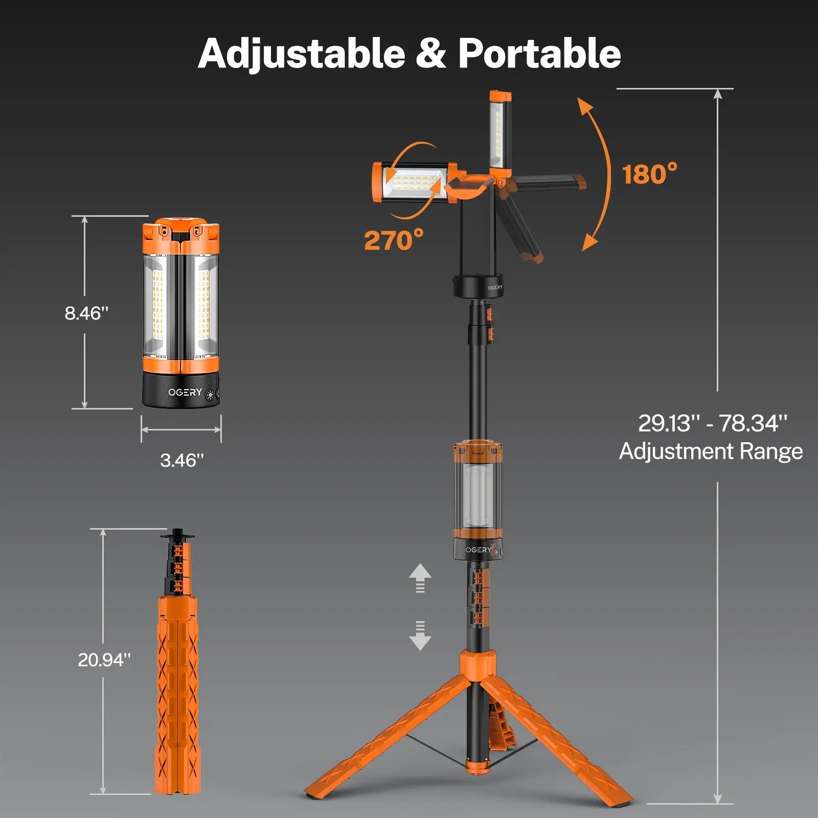 OGERY 10000mAh Camping Light with Detachable Tripod