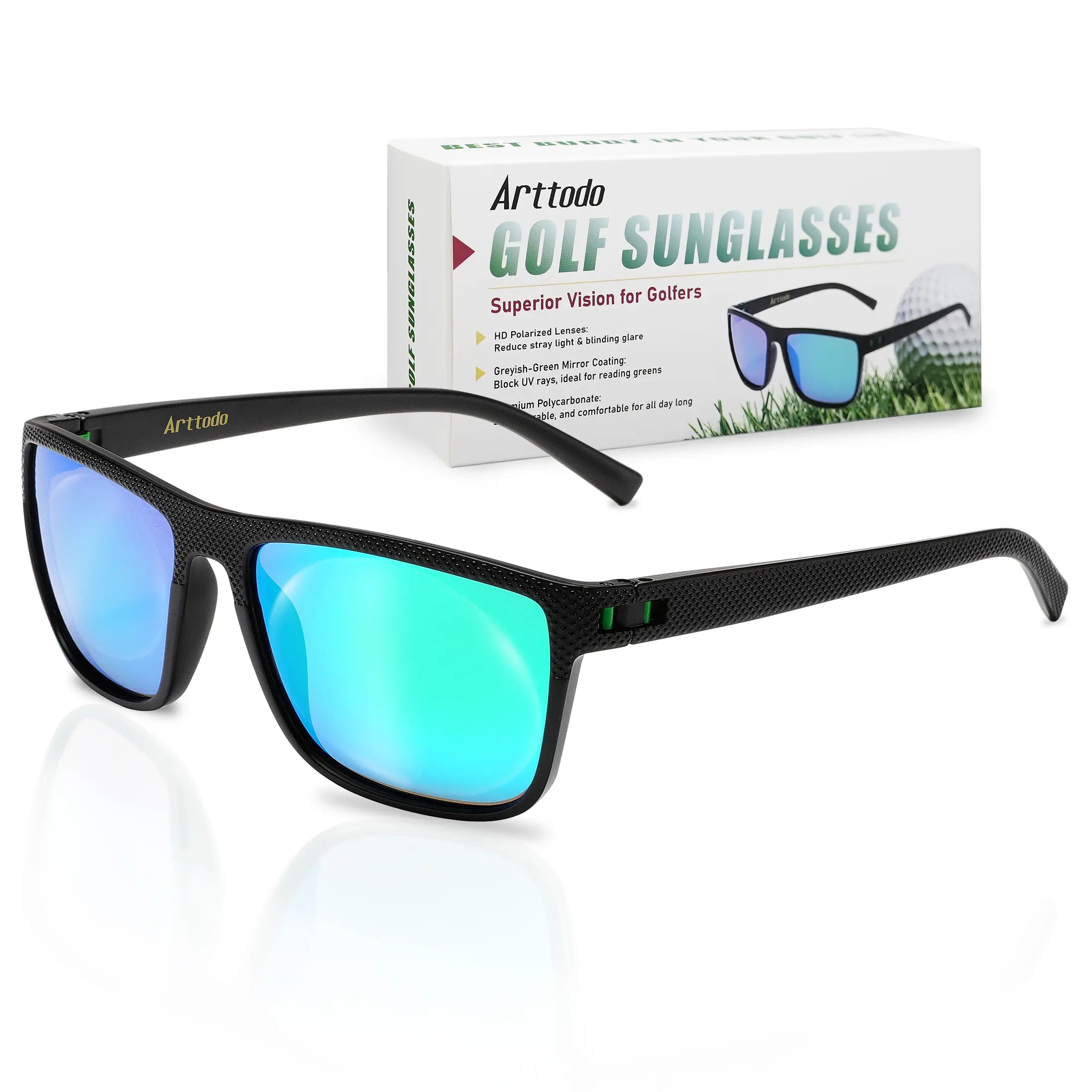 Arttodo UV Polarized Sunglasses for Men - Lightweight Golf Eyewear